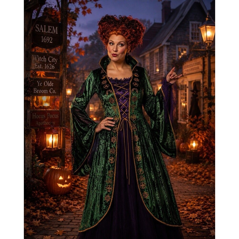 Disney Hocus Pocus Winifred Sanderson Costume Adult XL 14-16 Spirit Halloween - Picture 7 of 8
